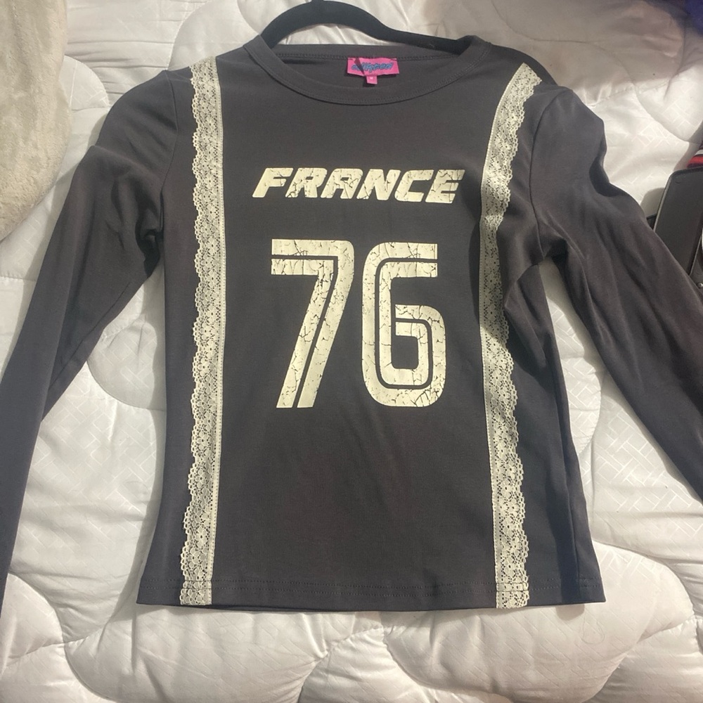 Edikted Black Long Sleeve Kids Tee with France 76 Design
